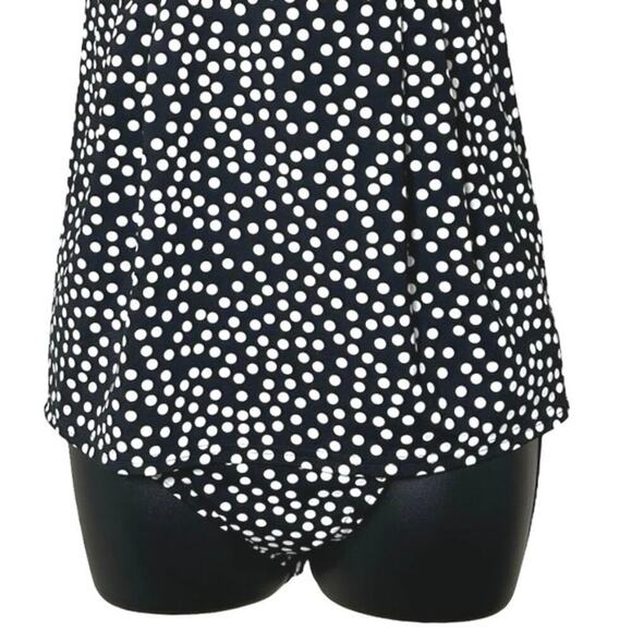 Lands End Women’s Polka Dot Racer Back Two Piece Tankini Black/White Size 6 - Picture 3 of 7